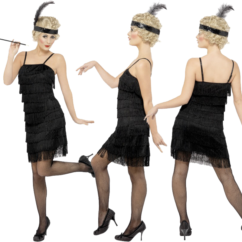 New Ladies Adult Fringe Flapper Jazz 20s 30s Fancy Dress Costume Chicago Moll Ebay 7529